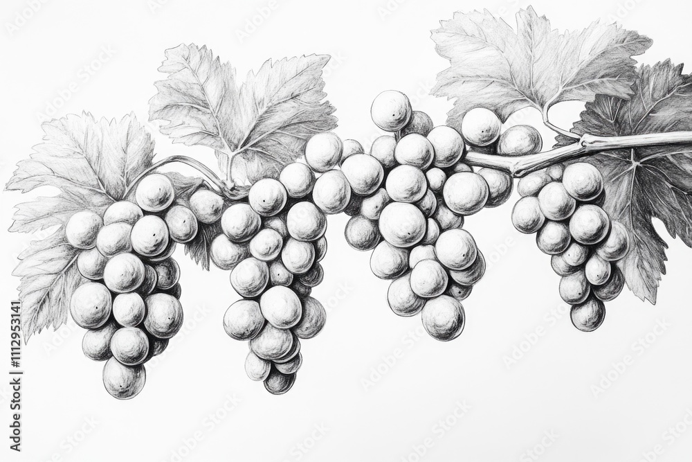 Poster a cluster of grapes hanging from a vine