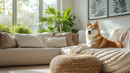 Obraz na płótnie Canvas Shiba Inu Relaxing at Home