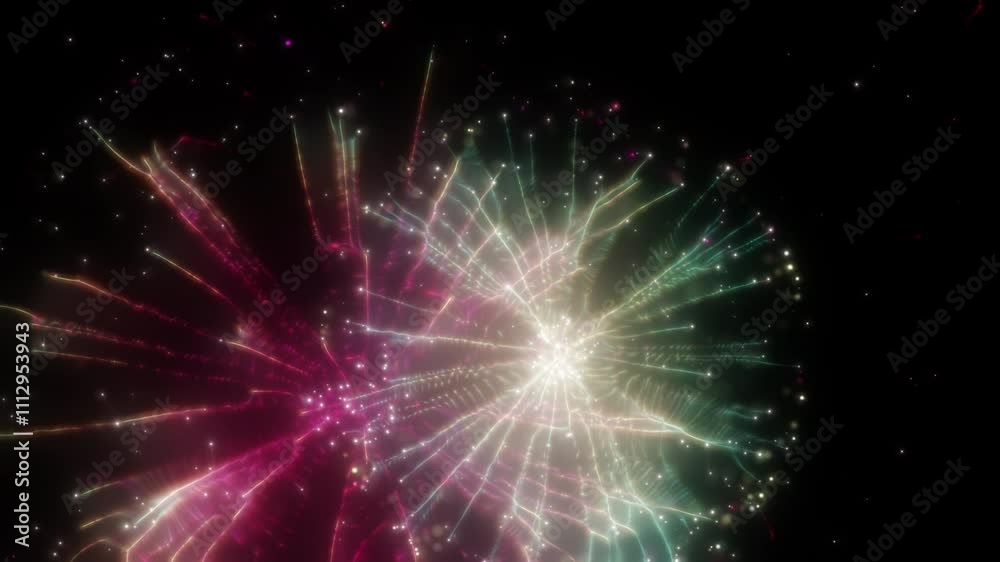 Wall mural happy new year 2025 motion animation. abstract motion background shining colorful particles. new yea