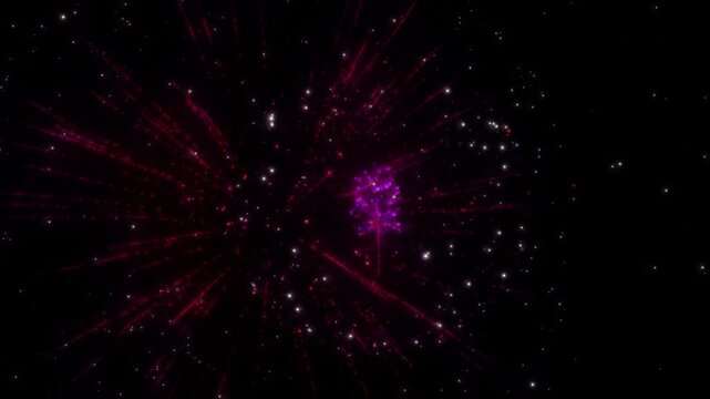 Happy new year 2025 motion animation. Abstract motion background shining colorful particles. New year and Christmas 2025, 2024 background. Seamless 4K loop video.