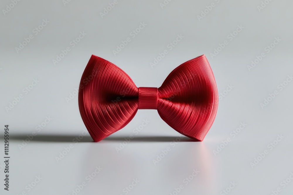 Poster a single red bow tie sits on a table, ready for use