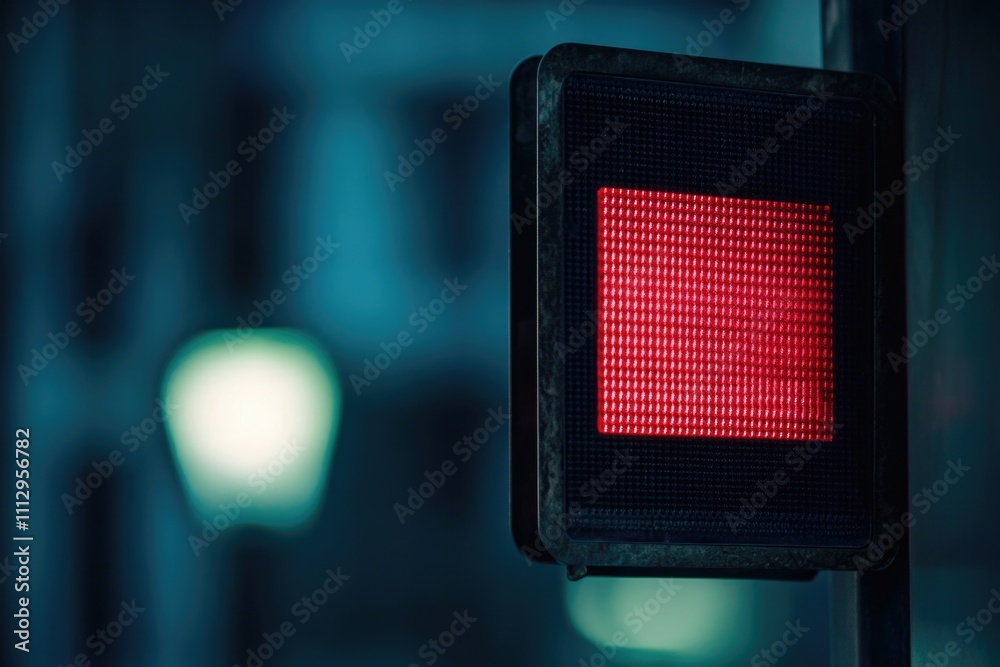 Poster a traffic light with a red light on