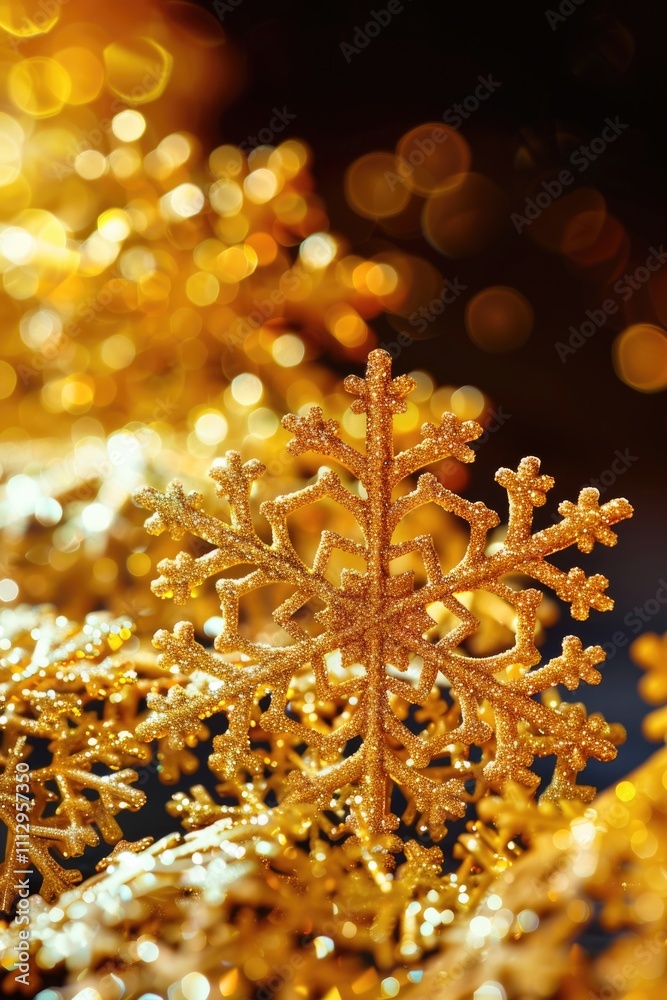 Poster a detailed view of a single snowflake on a table, perfect for winter-themed designs and illustration