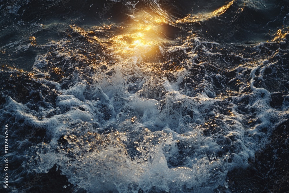 Poster a close-up view of ocean waves crashing against the shore