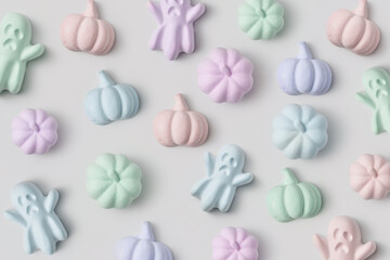 Multicoloured parts of halloween decorations on transparent background