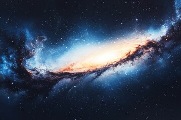 Fototapeta premium Stunning galaxy with swirling blue and white stars, cosmic landscape, deep space view, celestial beauty, astronomy, starry sky, universe, galaxy formation, Milky Way, outer space