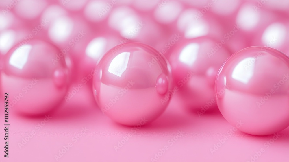 Aufkleber a group of shiny pink balls on a smooth pink surface, perfect for commercial or editorial use in a b