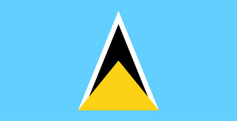 Saint Lucia flag in official colors, dimensions and aspect ratio. Vector flag symbolizing national pride, identity, heritage, patriotism and authority
