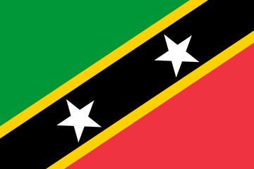 Saint Kitts and Nevis flag in official colors, dimensions and aspect ratio. Vector flag symbolizing national pride, identity, heritage, patriotism and authority