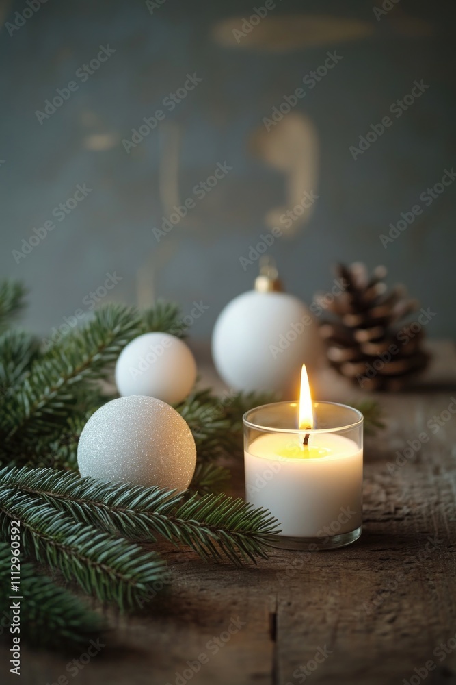 Aufkleber a warm and cozy table setting with a candle and decorative ornaments