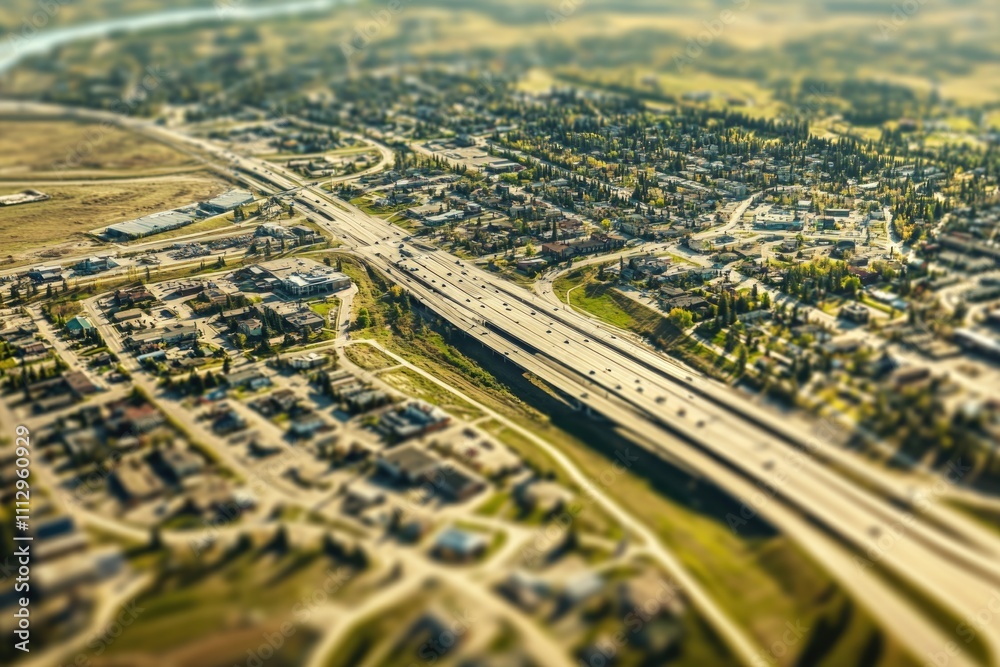 Poster aerial view of a busy city with heavy traffic, ideal for use in urban planning or transportation-rel