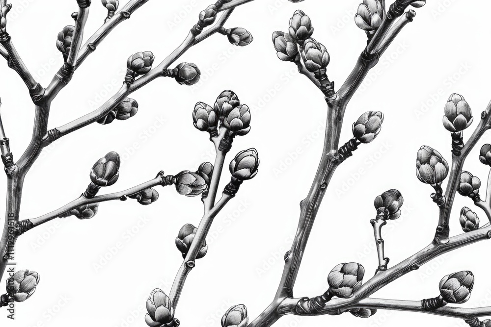Poster a close-up shot of a tree branch in black and white