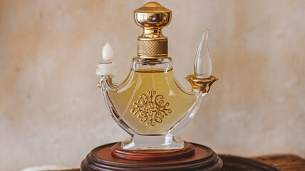 An exquisite bottle of perfume uniquely designed in the shape of a camel