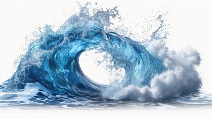 Wave rolling forward with dramatic splash, close-up detail of water movement, marine texture, natural aquatic scene, refreshing sea imagery, dynamic blue wave concept