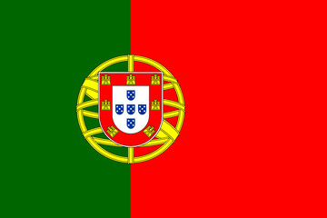 Portugal flag in official colors, dimensions and aspect ratio. Vector flag symbolizing national pride, identity, heritage, patriotism and authority