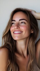 Naklejka premium Portrait of a happy confident and healthy Caucasian woman