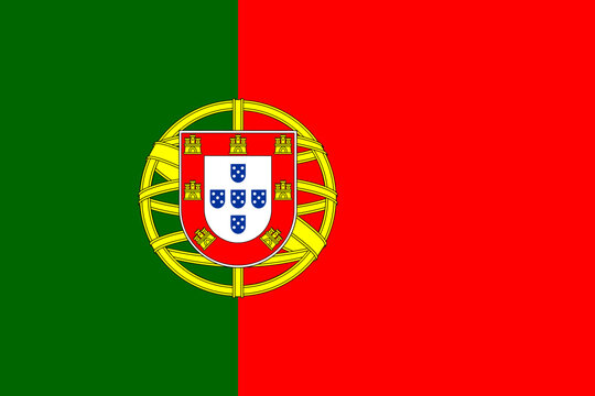 Portugal flag in official colors, dimensions and aspect ratio. Vector flag symbolizing national pride, identity, heritage, patriotism and authority
