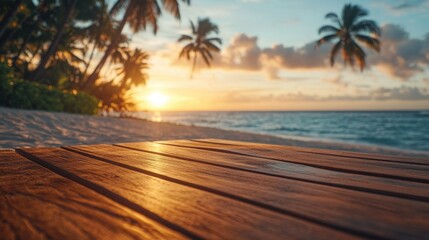 A wooden table sitting on the sand, perfect for outdoor gatherings or coastal-themed events