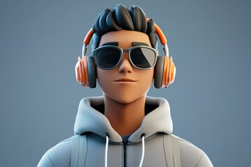 A person wearing headphones and sunglasses, possibly enjoying music or commuting