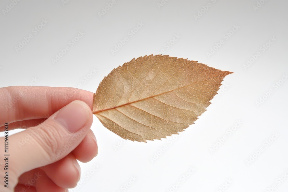 Aufkleber a person grasping a leaf in their hand with a warm and intimate atmosphere