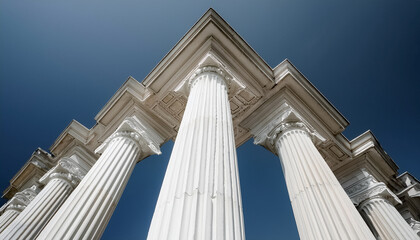 Fototapeta premium Replica of ancient pillars, doric and ionic in white