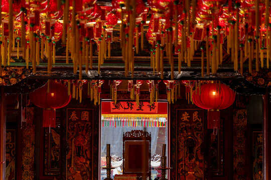 Red Chinese Lanterns in a temple