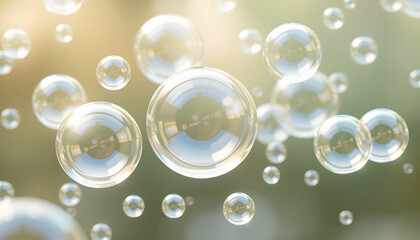 transparent bubbles isolated with white highlights, png