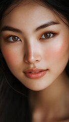 Fototapeta premium Portrait of a serene Asian woman with a subtle smile