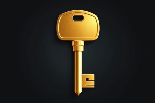 A single golden key sits on a dark background