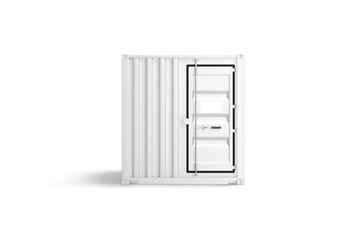 Blank white steel cargo container door mockup, front view