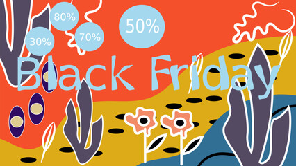 Colorful Abstract Black Friday Sale Banner with Playful Geometric Elements