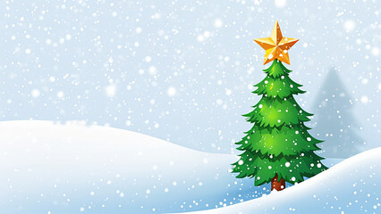 Naklejka premium cartoon christmas tree in the snow