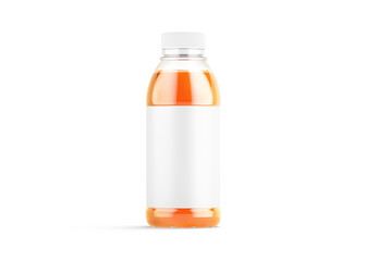 Blank 16 oz plastic carrot juice bottle with white label mockup