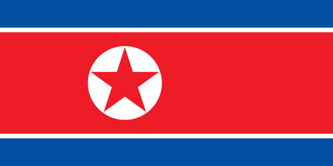 North Korea flag in official colors, dimensions and aspect ratio. Vector flag symbolizing national pride, identity, heritage, patriotism and authority