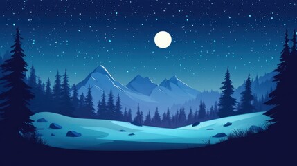 Cartoon Winter Forest Snow