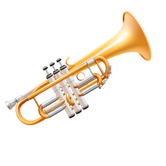 Fototapeta premium Brightly polished trumpet with silver accents in a simple and clean design on a white background