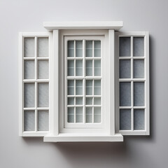 Obraz premium windows with white frames, placed on a light grey background