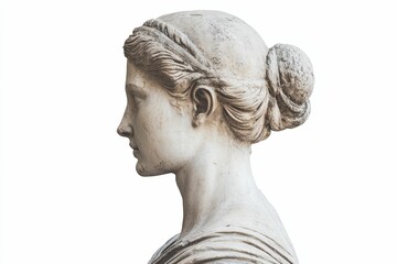 Obraz premium Ancient stone bust, woman's profile, classical hairstyle.