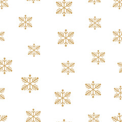 Snowflakes border in wave shape.Golden snowflakes with stars border. Golden snowflakes wave vector. Christmas decoration. Template with a gold snowflake