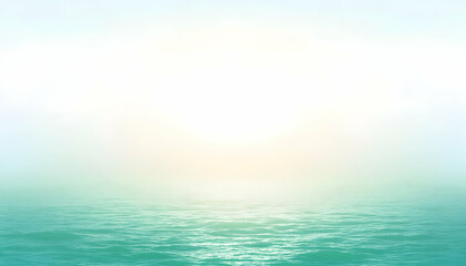 Fototapeta premium Serene seascape, tranquil ocean, calm water, peaceful morning mist, soft light, pastel colors, minimalist design, dreamy atmosphere, perfect for relaxation, calming background.