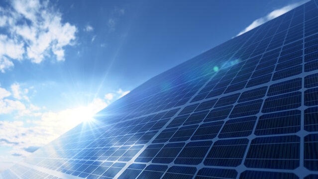 Solar panels and blue sky