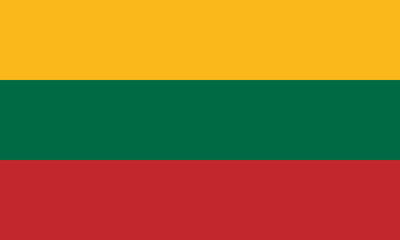 Lithuania flag in official colors, dimensions and aspect ratio. Vector flag symbolizing national pride, identity, heritage, patriotism and authority