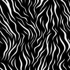 Distorted twisted black and white line background. Trippy strip psychedelic seamless pattern. Hypnotic optical illusion. Groovy abstract print. Trendy monochrome retro style