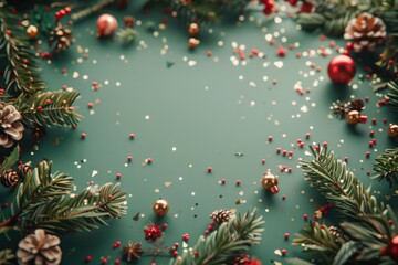 A festive Christmas wreath adorned with pine cones and red berries, perfect for holiday decorations