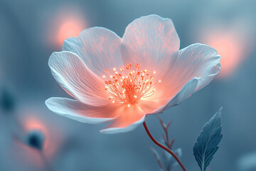 Glowing White Flower Softly Illuminated