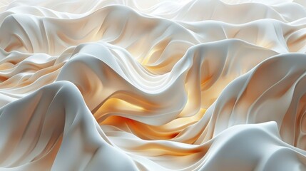 Fototapeta premium Abstract flowing beige and white fabric with light and shadow.