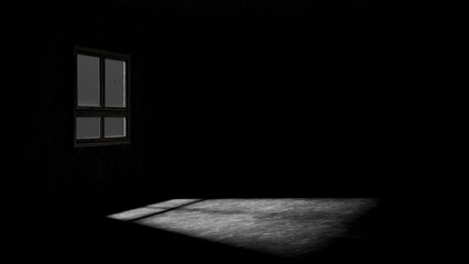 suicide concept. suicidal mood. melancholy and doom. rope noose, skulls empty black room