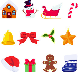 vector illustration of christmas set