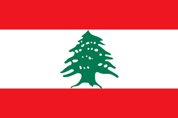 Fototapeta premium Lebanon flag in official colors, dimensions and aspect ratio. Vector flag symbolizing national pride, identity, heritage, patriotism and authority