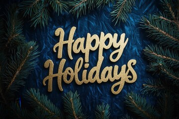 Merry Christmas with Calligraphy and Evergreen Tree Background